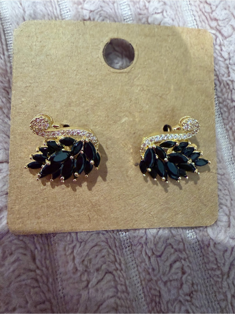 Macy's Gold-Tone Black Marquise Cluster Earrings